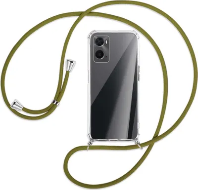 Produktbild von Handykette Backcover-Schutzhülle mit Band (Metall silberfarben) für Oppo A76 - khaki