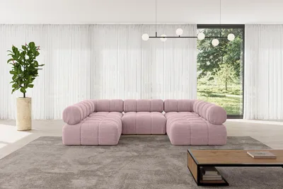 Produktbild von ALTDECOR Modulares Sofa Ecksofa in U-Form - Garvo-U1 - 285x190x70 cm Rosa Corner modular Sofa Eckcouch Couch Wohnlandschaft Cauchsofa Polstersofa