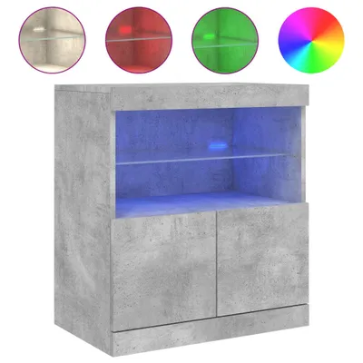Image de Buffet avec lampes LED gris béton 60x37x67 cm