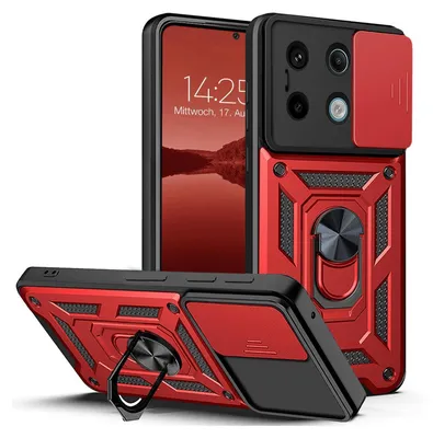 Produktbild von Armor Handyhülle für Xiaomi Redmi Note 13 Pro 5G Kameraschutz Handy Panzer Case Cover Schutzhülle Outdoor Farbe: Rot