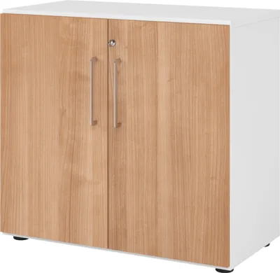 Produktbild von bümö smart Aktenschrank - 2 Ordnerhöhen - Nachbildung: Weiß/Nussbaum