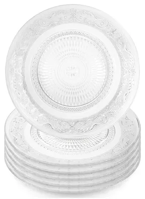 Produktbild von Vilde | Speiseteller 6er Set - Ø 25 cm - Flache Glasteller - Kristall-Optik - Spülmaschinenfest