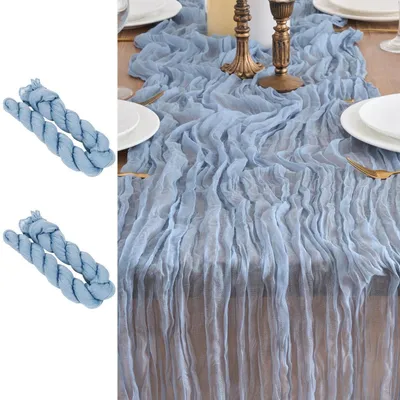 Productafbeelding van Tafelrunners, gasparel, 2 stuks, 90 x 300 cm, poederblauw