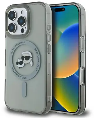Immagine prodotto di Custodia Karl Lagerfeld IML Metal Karl&Choupette Head MagSafe per iPhone 16 Pro - nera