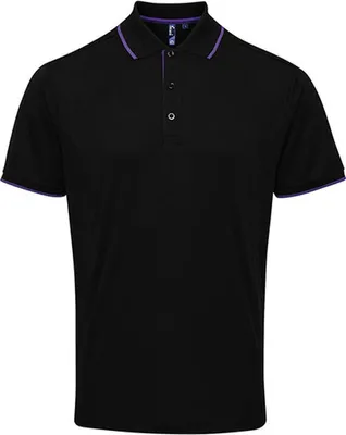 Produktbild von Premier Workwear PR618 | Herren  Contrast Coolchecker Polo - Farbe: Black/Purple - Größe: L