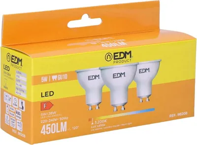 Image de Kit 3 Ampoules Led Gu10 Chaudes éclairage Led Chaleureux Et économe - Edm