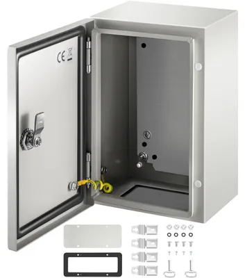 Zdjęcie produktu dla Szafa rozdzielcza VEVOR w obudowie przemysłowej NEMA, 30 x 20 x 15 cm Stalowa szafa rozdzielcza NEMA 4X, wodoodporna i pyłoszczelna IP66, elektryczna skrzynka przyłączeniowa do użytku zewnętrznego/wewnętrznego, z płytą montażową