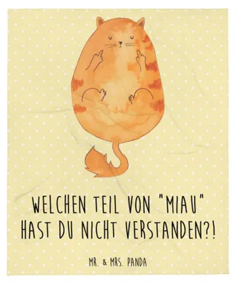 Produktbild von Mr. & Mrs. Panda Tagesdecke Katze Mittelfinger - Gelb Pastell - Geschenk, Schlafdecke, Mietze, Kater, Cat, Katzen, Cats, Bettdecke, Plaid, Bettüberwurf, Decke