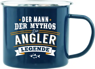 Produktbild von Echter Kerl Emaille Kaffeetasse Kaffeebecher Angler