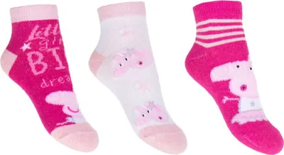Productafbeelding van Peppa Pig kindersokken - 3-pack, sneakersokken, katoenmix, maat 23/26, roze