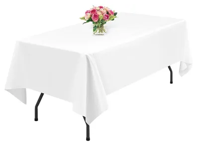 Zdjęcie produktu dla Ścierełka na stół, prostokątna, 153 x 260 cm, biała, wykonana z poliestru, nadająca się do prania, odporna na plamy