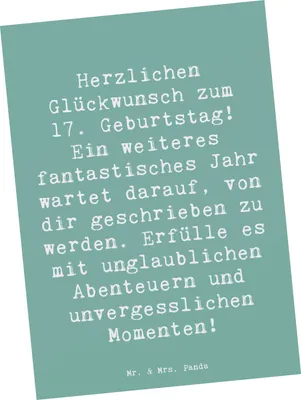 Produktbild von Mr. & Mrs. Panda Postkarte Spruch 17. Geburtstag Abenteuer - Meeresbrise - Geschenk, Glückwunsch, liebevoll handgemacht, Ansichtskarten, Happy Birthday, Postkarten, Alter