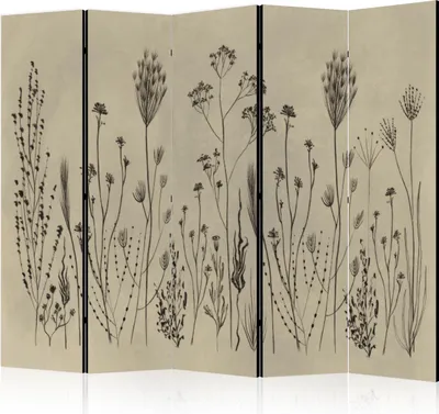 Produktbild von Neuheit! Dekorativer Paravent Raumteiler Trennwand Foto-Paravent Spanische Wand XXL 225x172 cm Blumen Beige Minimalism b-A-10443-z-b