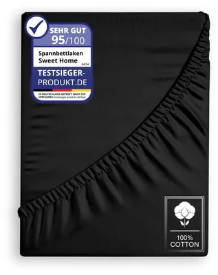 Produktbild von Solidchoice – Bettlaken aus Jersey, 100% Baumwolle – 180 x 200 cm, Schwarz