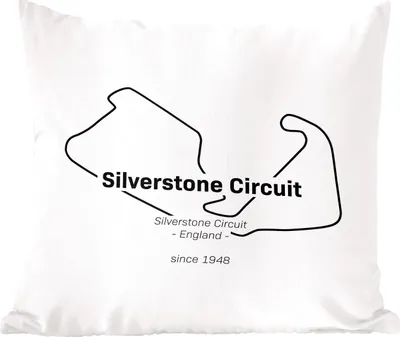 Produktbild von MuchoWow® Zierkissen Sofakissen Wohnzimmer Dekokissen 40x40 cm Formel 1 - Silverstone - Rennstrecke - Foto Kissen - Schlafzimmer Dekoration