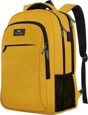 Produktbild von Famanu Laptoprucksack 15,6 Zoll mit USB-Ladeanschluss - Signalgelb, Anti-Diebstahl
