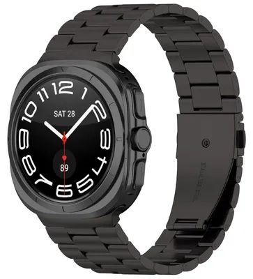 Produktbild von By Qubix Edelstahl-Gliederarmband - Schwarz - passend für Samsung Galaxy Watch Ultra 47 mm