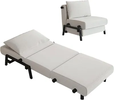 Produktbild von Schlafsofa mit Bettfunktion, Ausziehbares Schlafcouch, Platzsparendes Gästebett Relaxsessel mit Kissen für Wohnzimmer, Schlafzimmer und Gästezimmer