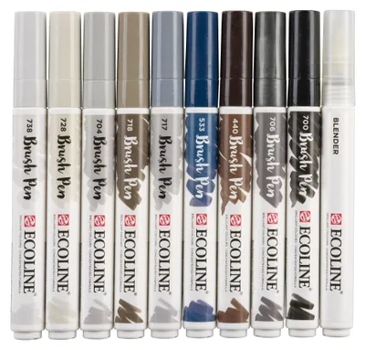 Produktbild von Talens - Brushpen Ecoline 10er-Set grau | 3 Stück
