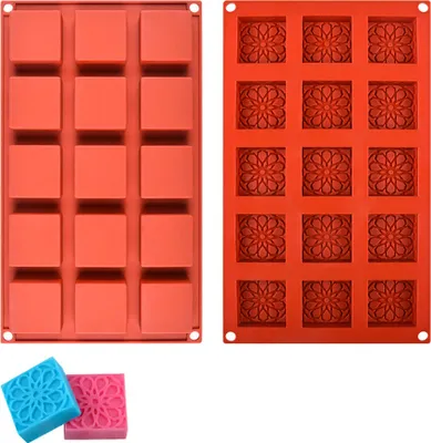 Obrázok produktu pre CANDeal 2 kusy silikónové formy na mydlo, formy na kvety, formy na pečenie cupcake Pre domáce mydlo, tortu, cupcake, chlieb, muffiny, pudingové formy na tortu, silikónové formy na mydlo (štvorcové)