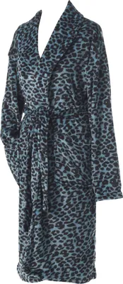 Image de Peignoir col chale Leopard bleu