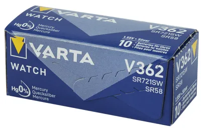 Produktbild von Varta SR721 SW/SR58/V362 1BL, Einwegbatterie, SR58, Siler-Oxid (S), 1,55 V, 1 Stück(e), 21 mAh