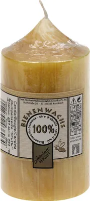 Produktbild von 100% Bienenwachs Stumpenkerze "Struktur" Honig 90 x Ø 45 mm