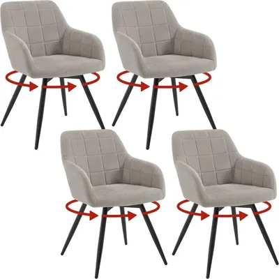 Produktbild von WOLTU Esszimmerstuhl, gepolstert, ergonomisch, drehbar, mit Metallbeinen, Samt : Hellgrau 4 Farbe: Hellgrau Stückzahl: 4
