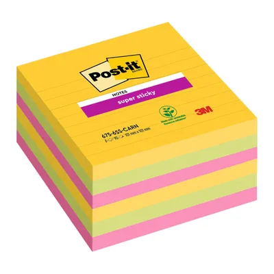 Zdjęcie produktu dla Karteczki samoprzylepne Post-it® SuperSticky 675-S6R - 101 x 101 mm, w linie, 6 x 90 arkuszy