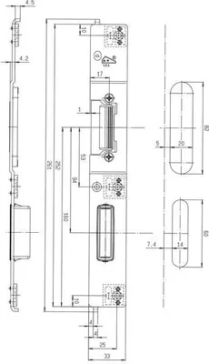 Produktbild von Schlieteil Falle/Riegel Flachstulp 33 mm links silberfarbig