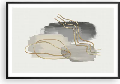 Produktbild von Gerahmtes Poster - Schwarzer Rahmen - Abstraktion Stück Gold - 91,5x61 cm - Wand Bild - Wanddeko - Wandbilder - Kunstposter - Wandposter - Bilderrahmen - Bilder - Kunstdruck - Wandbild P2BAA91x61-4149