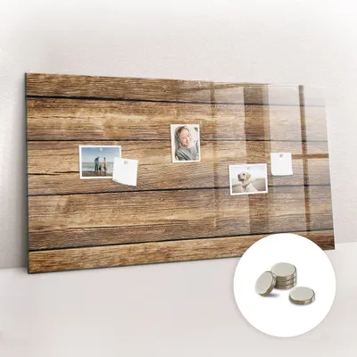 Produktbild von Magnetische Wandtafel aus Glas – Memotafel mit gebogener Vorderseite – Enthält 5 Magnete – 120x60 cm – Mit Holzrahmen