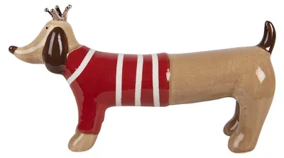 Zdjęcie produktu dla Clayre & Eef Figurka dekoracyjna – pies, 15 x 5 x 9 cm, brązowa ceramika