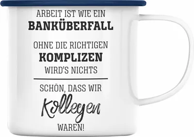Produktbild von Trendation - Jobwechsel Emaille Tasse Geschenk für Kollegen Kollegin Abschied Abschiedsgeschenk Neuer Job Emaille Emaille Tasse Geschenkidee (Blau)