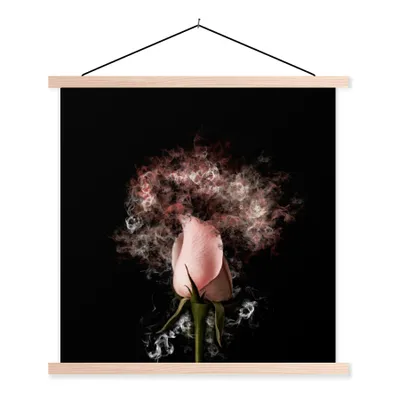 Produktbild von MuchoWow® Textilposter Rosen - Blumen - Rosa 120x120 cm mit holzfarbenen Rahmen - Textil-Poster