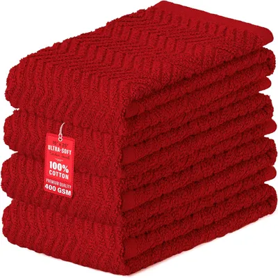 Produktbild von Geschirrtuch DecorRack Küchentücher aus 100 % Baumwolle, 38,1 x 63,5 cm, Rot, Set (4 Stück)