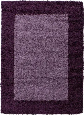 Image de Tapis shaggy à poils longs, tissé, motif simple BORDÜRE