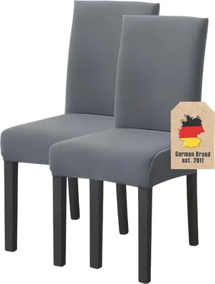 Produktbild von Intirilife 2x Elastischer Stuhlhusse Stuhlüberzug in GRAU mit 38 - 45 cm Sitzfläche und 45 - 65 cm Lehnenhöhe - Für Partys Hochzeiten Hotels oder Zuhause im Esszimmer