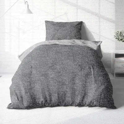 Produktbild von Famanu Bettwäsche Grau Anthrazit - Bettwäsche 135 x 200 cm Flanell Grau