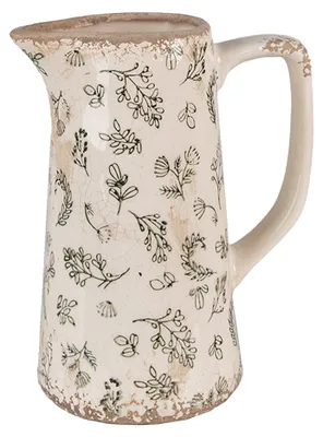 Produktbild von Clayre & Eef Dekorative Kanne 15x10x19 cm Grün Beige Keramik Blumen