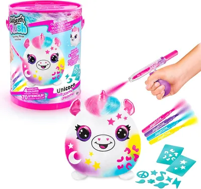 Productafbeelding van Toys - Airbrush Plush Baril – pluche Squichy Spray Art met viltstiften en sjablonen – creatieve vrije tijd voor kinderen – vanaf 6 jaar – OFG 266