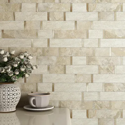 Immagine prodotto di Piastrelle in mosaico di marmo autoadesive, color beige, set da 5