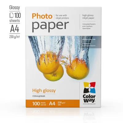 Produktbild von ColorWay Fotopapier hochglänzend, 230 g/m², A4, 100 Blatt