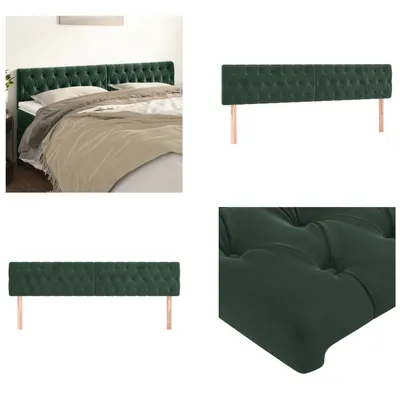 Produktbild von vidaXL Kopfteile 2 Stk. Dunkelgrün 100x7x78/88 cm Samt - Kopfteil - Kopfteile - Bett-Kopfteil - Bettkopfteil