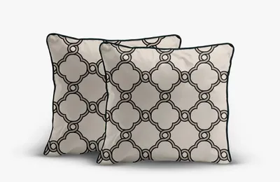 Produktbild von Kissenbezug, 2er-Set, Perkal, mit eleganter Paspelierung 5592b Beige und Schwarz