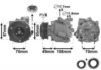 Produktbild von VAN WEZEL 3700K668 Klimaanlage Klimakompressor PAG 46 YF R1234yf R134a für OPEL Mokka / Mokka X (J13) Adam (M13) für CHEVROLET AVEO Schrägheck (T300)