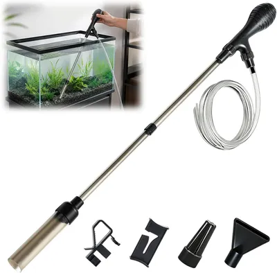 Produktbild von Mulmzuiger Aquarium 2-in-1 mit 2 m Schlauch, Siphonfunktion, Bodengrundreinigung, für Süß- und Salzwasser