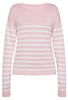 Image de Pull Mutha pour femme - rose et blanc, taille S