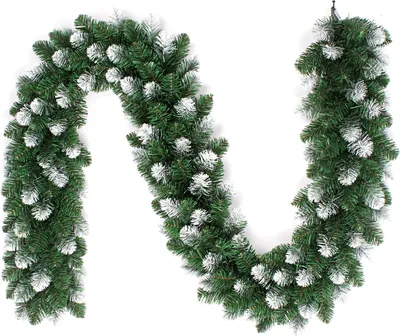 Produktbild von Tannengirlande künstlich 20cm für Indoor & Outdoor 2m Grün beschneit