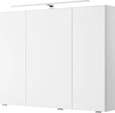 Produktbild von Bad Spiegelschrank mit 3D Funktion und LED Beleuchtung in weiß Glanz VILLATORO-66, B/H/T ca. 90/70,3/14,5 cm